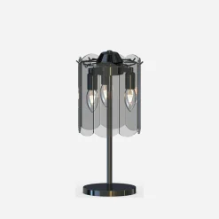 Zumaline Lampa stołowa dymione szkło czarna NIRA