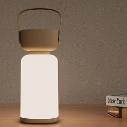 inny Lampa stołowa LED IP44 biało-brązowa BATT