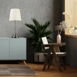 PLATINET S.A. Lampa stołowa retro abażur biały PTL01BW