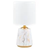 Lampy Stołowe|Zumaline Lampa stołowa z abażurem biało-złota 27 cm