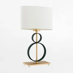 inny Lampa stołowa z abażurem czarno-złota PERSEO