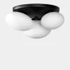 domiluce Lampa sufitowa 3 klosze biało-czarna UFO 34x37 cm