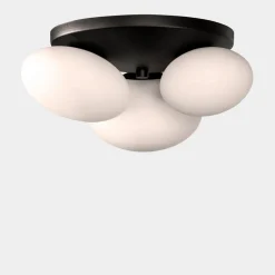 domiluce Lampa sufitowa 3 klosze biało-czarna UFO 34x37 cm