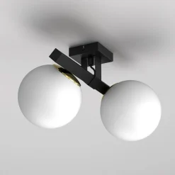 Luminex Lampa sufitowa 2 klosze kule czarno-złota IDRIS II