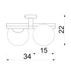 Luminex Lampa sufitowa 2 klosze kule czarno-złota IDRIS II
