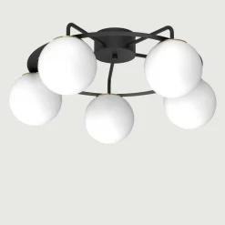 Wszystkie Lampy Sufitowe|Luminex Lampa sufitowa 5 kloszy kule czarno-złota BALLO V
