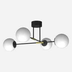 Luminex Lampa sufitowa 4 kule czarno-złota GLAME
