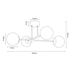Luminex Lampa sufitowa 4 kule czarno-złota GLAME