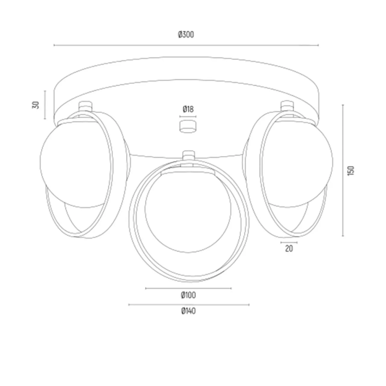 inny Lampa sufitowa 3 kuliste klosze złota SATURNIA
