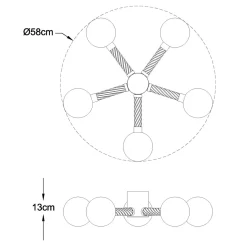 Zumaline Lampa sufitowa 5 ramion kule złota MIDA