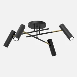 Luminex Lampa sufitowa 4 regulowane reflektory czarno-złota AXION