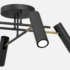 Luminex Lampa sufitowa 4 regulowane reflektory czarno-złota AXION