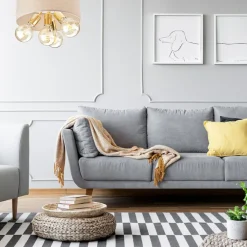 inny Lampa sufitowa abażur beżowy złota CARINA 4