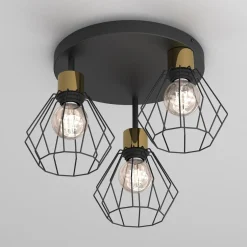 Luminex Lampa sufitowa czarno-złota PARKLA BASKET III