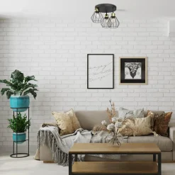 Luminex Lampa sufitowa czarno-złota PARKLA BASKET III