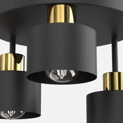 Luminex Lampa sufitowa czarno-złota PARKLA DREK III