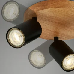 Lampa sufitowa drewniana podstawa czarna VINTAGE III