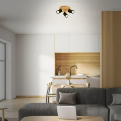 Lampa sufitowa drewniana podstawa czarna VINTAGE III