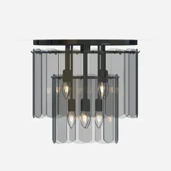 Zumaline Lampa sufitowa dymione szkło czarna NIRA φ43 cm