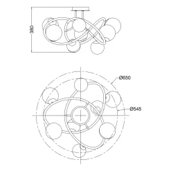 Zumaline Lampa sufitowa kule czarno-złota NISYRO 8