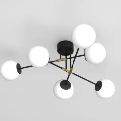 Luminex Lampa sufitowa kule czarno-złoty GLAME 6
