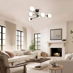 Luminex Lampa sufitowa kule czarno-złoty GLAME 6