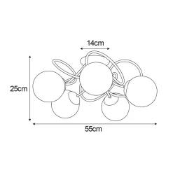 inny Lampa sufitowa kule czarna FLORO 5