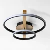 Wszystkie Lampy Sufitowe|Zumaline Lampa sufitowa LED 2 pierścienie jasne drewno czarna ALMERIA