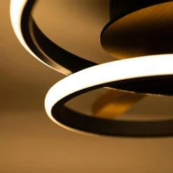 Wszystkie Lampy Sufitowe|Zumaline Lampa sufitowa LED 2 pierścienie jasne drewno czarna ALMERIA