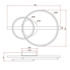 Wszystkie Lampy Sufitowe|Zumaline Lampa sufitowa LED 2 pierścienie jasne drewno czarna ALMERIA