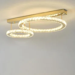 Wszystkie Lampy Sufitowe|Zumaline Lampa sufitowa LED 2 pierścienie złota GIRONA