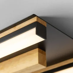 Zumaline Lampa sufitowa LED czarna drewniana ELIOT