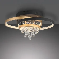 Paul Neuhaus Lampa sufitowa LED czarno-złota ROTAZO