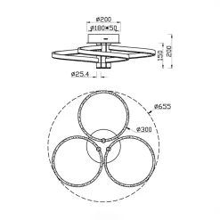 inny Lampa sufitowa LED czarno-złota CARUSO