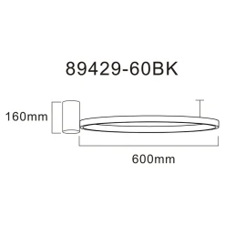 Zumaline Lampa sufitowa LED pierścieniowa czarna HORIK 60 cm