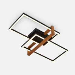 Wszystkie Lampy Sufitowe|inny Lampa sufitowa LED prostokątna 2 ramki czarna drewno FRAME 50,5 cm