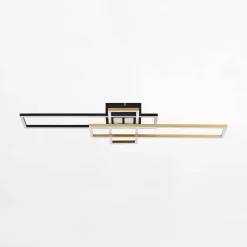 Wszystkie Lampy Sufitowe|Zumaline Lampa sufitowa LED ramka czarno-złota LUMENZ z pilotem