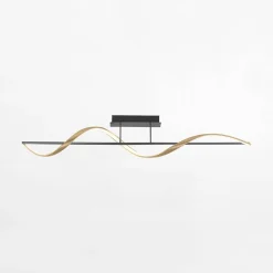 Paul Neuhaus Lampa sufitowa LED Wi-Fi czarno-złota Q-SWING z pilotem