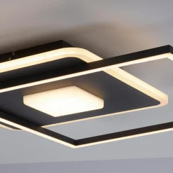 Paul Neuhaus Lampa sufitowa LED z ramką kwadratowa czarna DOMINO
