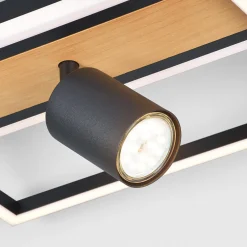 Zumaline Lampa sufitowa LED z reflektorem geometryczna drewno KORDA