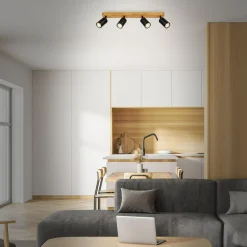 Listwy Oświetleniowe|Wszystkie Lampy Sufitowe| Lampa sufitowa listwa drewniana podstawa czarna VINTAGE IV