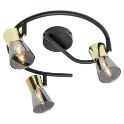 Wszystkie Lampy Sufitowe|Zumaline Lampa sufitowa 3-punktowa czarno-złota CENTO 30 cm