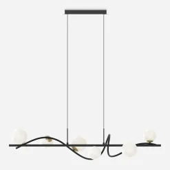 Lampy Wiszące|Zumaline Lampa wisząca 6 kloszy kule czarno-złota NISYRO