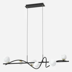 Lampy Wiszące|Zumaline Lampa wisząca 6 kloszy kule czarno-złota NISYRO