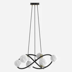 Lampy Wiszące|Zumaline Lampa wisząca 8 kloszy kule czarno-złota NISYRO