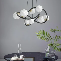 Lampy Wiszące|Zumaline Lampa wisząca 8 kloszy kule czarno-złota NISYRO