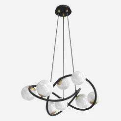 Lampy Wiszące|Zumaline Lampa wisząca 8 kloszy kule czarno-złota NISYRO