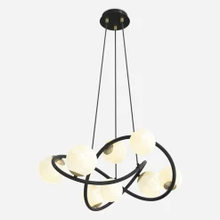 Lampy Wiszące|Zumaline Lampa wisząca 8 kloszy kule czarno-złota NISYRO