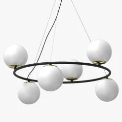 Luminex Lampa wisząca 6 kloszy kule czarno-złota BOLTI VI