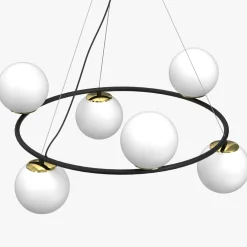 Luminex Lampa wisząca 6 kloszy kule czarno-złota BOLTI VI